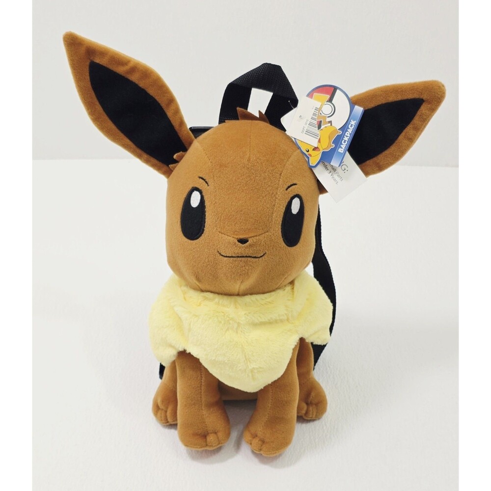 Pokemon Eevee 12” Plush Backpack Brown Tote Bag 2015 Collectable EUC With Tags